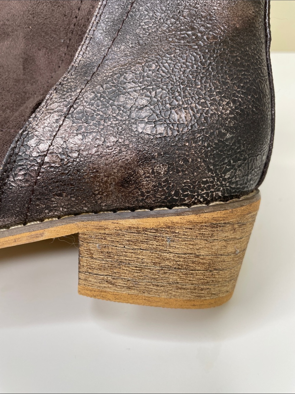 BOUTIQUE by Corkys Brown Faux Suede SHEILD Rustic Glam Block Heel Bootie 8 - Picture 6 of 13